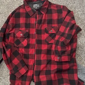 Legendary Whitetails Red and Black Plaid flannel Casual Button Down Shirt